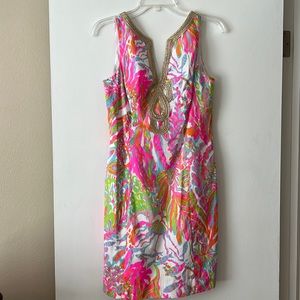 Lilly Pulitzer colorful, gold detail dress size 6